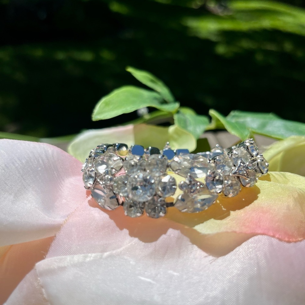 VINTAGE EISENBERG SILVER ICE CRYSTAL RHINESTONE BRACELET - Picture 3 of 8